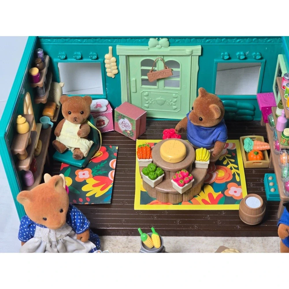 Li'l Woodzeez Calico Critters Mix HOPPIN' FARMERS MARKET Store with Toy Food
